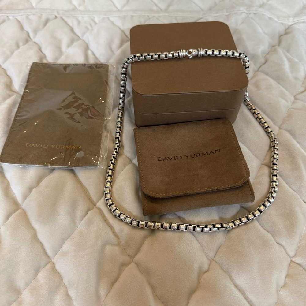David Yurman Box Chain Sterling Silver Necklace 7.3mm 26”